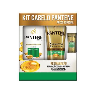 Kit Pantene Restauração com Shampoo 400ml + Condicionador 3M 170ml e Ampola 15ml